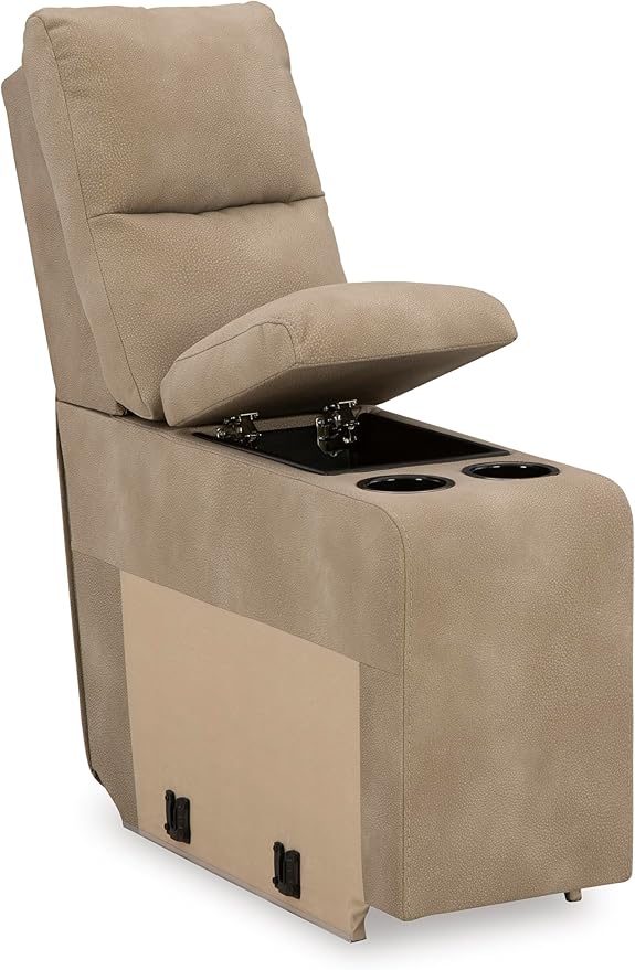 Signature Design by Ashley Next-Gen DuraPella Contemporary Faux Leather Modular Wall Hugger 3-Piece Power Reclining Sectional Loveseat with Console, Adjustable Headrest and USB Ports, Light Brown