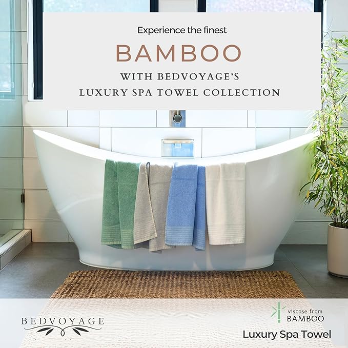 BedVoyage Luxury Bath Towels Set of 6 - Ultra Soft Plush Bathroom Towel Set - Highly Absorbent Viscose from Bamboo Bath Towels Ultra Soft - Spa Towel for Body - Seaglass