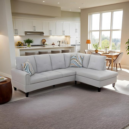 NicBex Sectional Couch 2 Pieces 66.5" L Sofa with Right Chaise Flannel L Shaped Cloud Couch for Living Room Furniture Sets with Cushion, Modular Sofa for Living Room & Small Apartment, Silver Gray