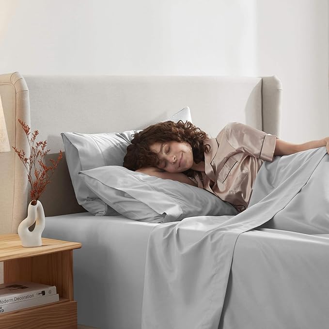 Nestl Twin Sheet Set - 1800 Ultra-Soft Microfiber Twin Bed Sheets - Double Brushed - Deep Pockets - Easy Fit - Extra Soft - 3 Piece Set - Bedding Sheets & Pillowcases (Twin, Light Grey)