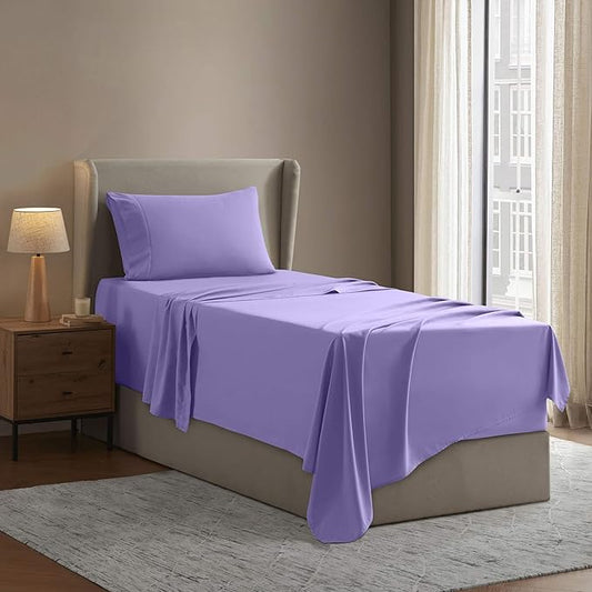 Nestl Twin XL Sheet Set - College Dorm Size - Luxury 1800 Ultra-Soft Microfiber Twin Extra Long Bed Sheets - Deep Pockets - Easy Fit - Extra Soft - 3 Piece Set (Twin XL, Lavender)