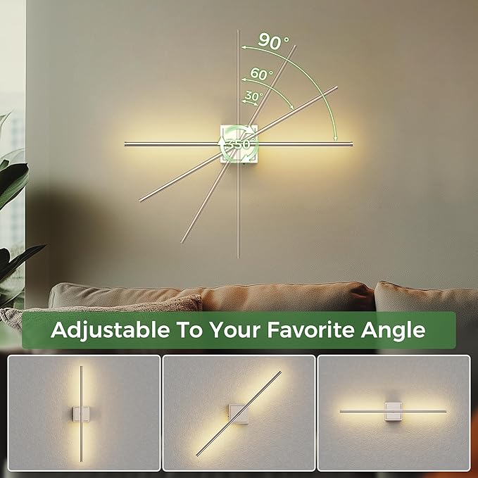 DORESshop Battery Operated Wall Sconces Set of Two with Remote Control, Rechargeable Wall Sconce, 350°Rotate Dimmable Wireless Wall Sconce for Living Room, Hallway, Bedroom, 28.1 Inch, Nickel(2 Pack)