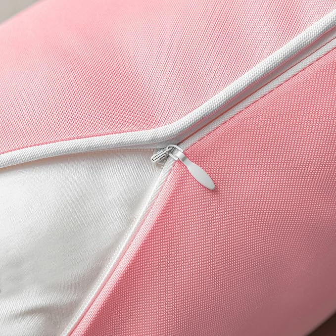 Phantoscope Pack of 2 Outdoor Waterproof Solid Throw Decorative Pillow Cover Decorative Square Outdoor Pillows Cushion Case Patio Pillows for Couch Tent Sunbrella (20''x20'', Pink)