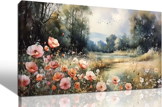Large Artwork Canvas Wall Art for Living Room Bedroom Decor Wall Painting Modern Country Road Main Picture Image Decorative Painting with Frame Can be Directly Hung Decor Size 20x40