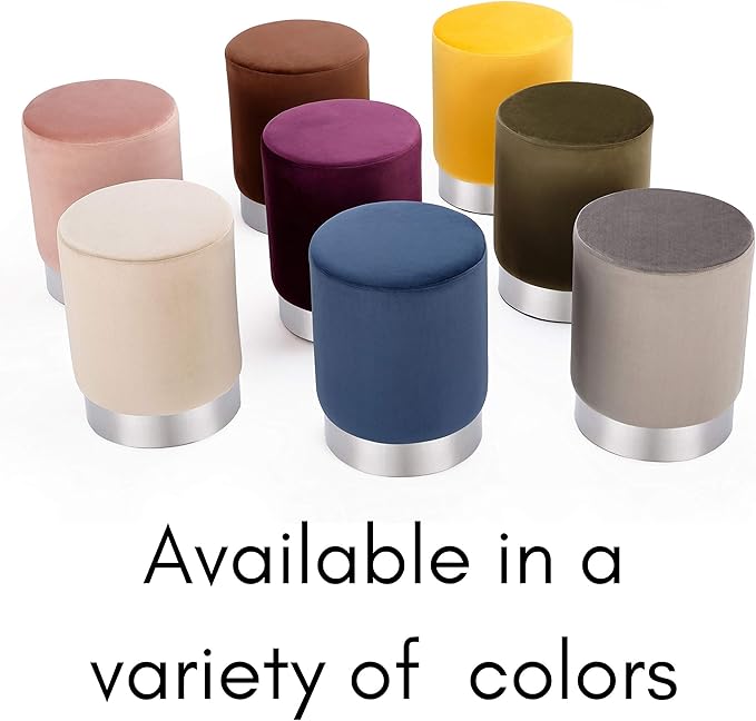 BIRDROCK HOME Round Ottoman Foot Stool – Soft Padded Modern Stool Design – Ideal for Living Room, Bedroom – Compact Footrest, Vanity Chair, Small Furniture – Foam Seating, Decorative Accent (Grey)