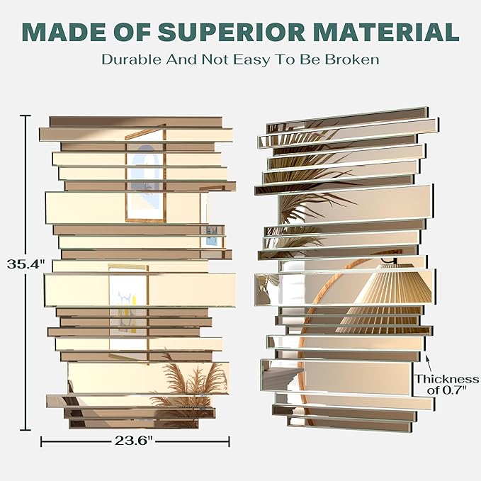 Wall Mirrors Decorative- Large Brown Venetian Mirror for Living Room/Entryway/Hotel 24×36 in