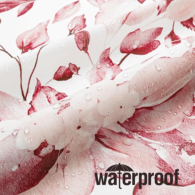 Gibelle Extra Long Shower Curtain 72 x 84, Tall Pink Floral for Bathroom, Watercolor Plant Eucalyptus Leaves Fabric Set With Hooks