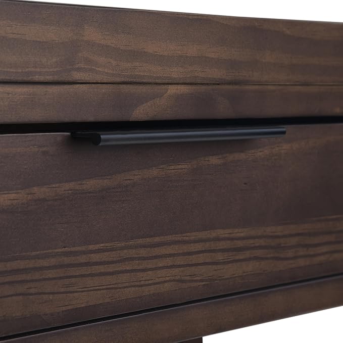 SIMPLIHOME Hollander Desk - 60-Inch Wide Solid Wood Writing Desk in Warm Walnut Brown, Contemporary Home Office Computer Table for Workspace or Study with 2 Drawers and Flip-Down Keyboard Tray