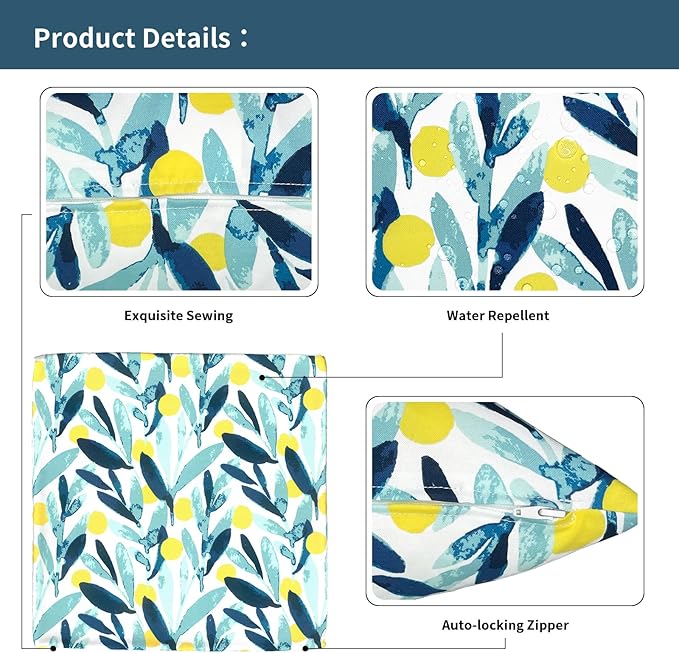 Outdoor Throw Pillow Covers 18”x18”, Decorative Pillow Covers for Patio Furniture, Modern Cushion Cases for Garden Couch Home Sofa Bed Office Chair, Pack of 2, Leaves Multi