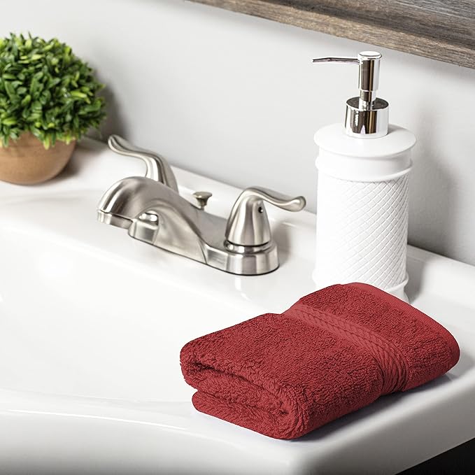 Superior Egyptian Cotton Pile 10 Piece Towel Set, Includes 2 Bath, 4 Hand, 4 Face Towels/Washcloths, Ultra Soft Luxury Towels, Thick Plush Essentials, Guest Bath, Spa, Hotel Bathroom, Red