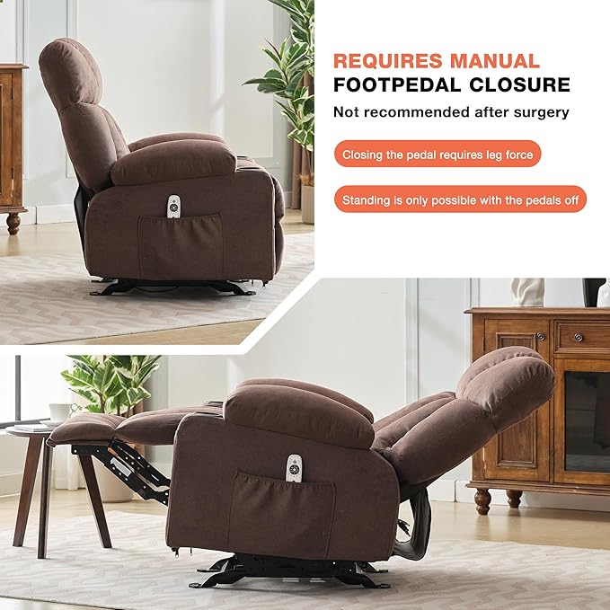 Massage Rocker Recliner Chair with Heat, Ergonomic Overstuffed Reclining Lounge Chair with Side Pockets, USB Charging Port, Sturdy Metal Frame, Comfortable Modern Design for Living Room