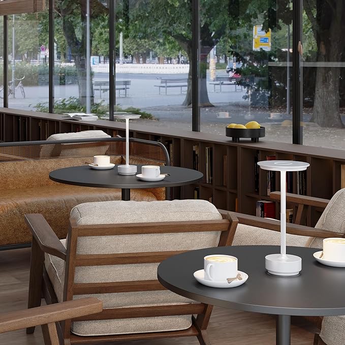 2 Pack Rechargeable Cordless Table Lamps, Portable 5000mAh Outdoor Table Light, 3 Color Stepless Dimming LED Table Lamp with Memory Function, for Home/Dinner/Patio/Restaurant.(White)