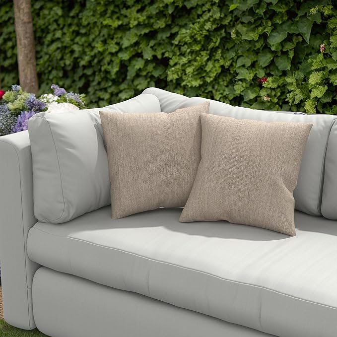 Covers & All Sunbrella Outdoor Throw Pillows, Pack of 2 Water Resistant & UV Fade Resistant Premium Square Throw Pillows (Inserts with Covers) for Indoor & Outdoor Use,18" x 18" Cast Ash