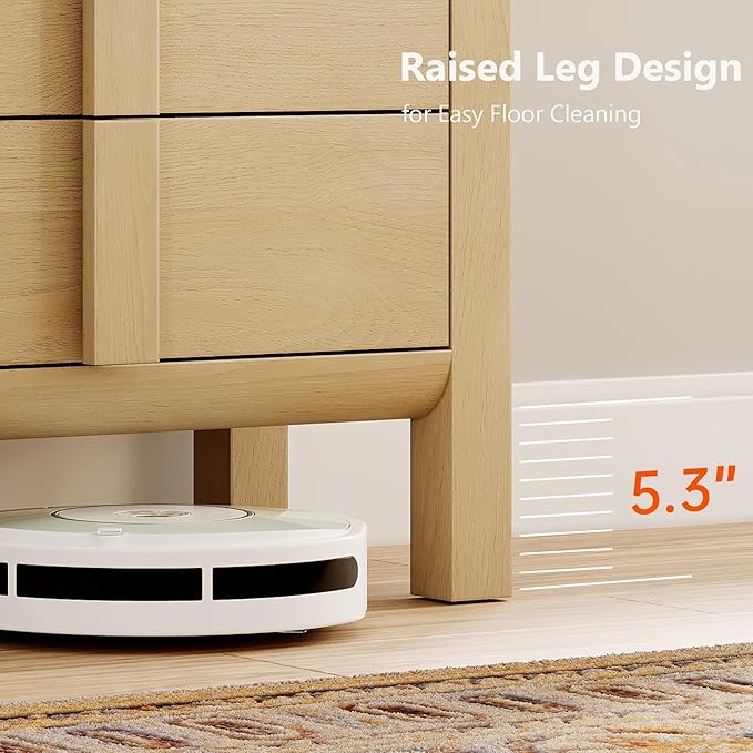 WAMPAT 5 Piece Dresser and Nightstand Sets for Bedroom, Modern 47.2" Wide 6 Drawer Chest & 3 Drawer Dresser Set of 2, and Nightstand Set of 2 with Charging Station,Oak