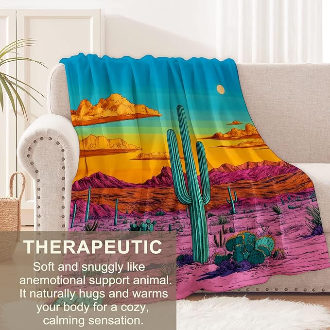 Cactus Blanket for Kids Adults, Cactus Gifts Flannel Throw Blanket, Cactus Decor Lightweight Warm Soft for Sofa Couch Bed Living Room Office 40" x 50"