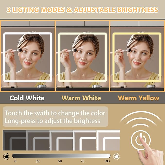 Vanity Desk with Mirror and Lights, Black Makeup Vanity with Glass Top & Drawers, 3 Lighting Modes, Power Outlet, RGB Glass Cabinets, Modern Dressing Table for Bedroom, Girls, Women, Teens