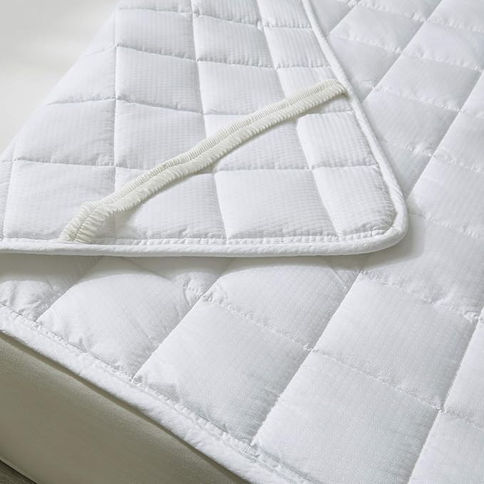 Twin Size Microfiber Mattress Pad ProtectorTopper,Breathable Cover with Elastic Straps (8"-18" Fitted Deep Pocket) White Color