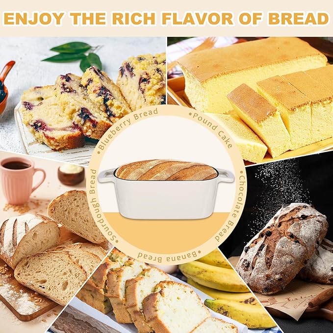 Oval Enameled Cast Iron Dutch Oven with Lid - 3.6QT Sourdough Bread Pans for Baking