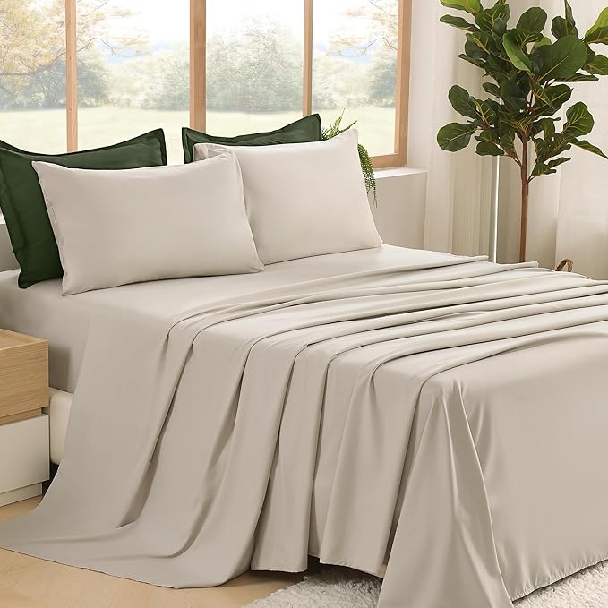 Litanika Comforter King Size Set Olive - 7 Pieces Bed in a Bag King Beddding Comforter Sets, Plain Lightweight Bed Set with Comforter, Sheets, Pillowcases & Shams