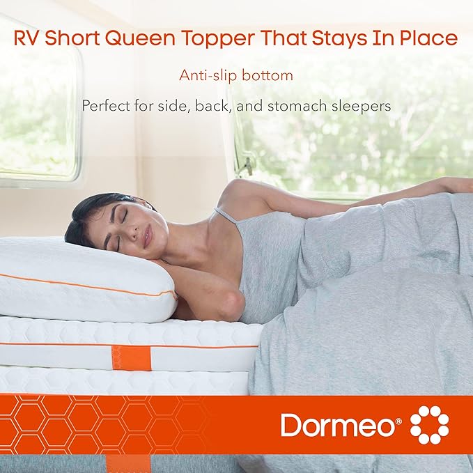 Dormeo RV Short Queen Cooling Mattress Topper, 3-Inch with Octaspring® Technology for Optimal Back Support, Medium Firmness