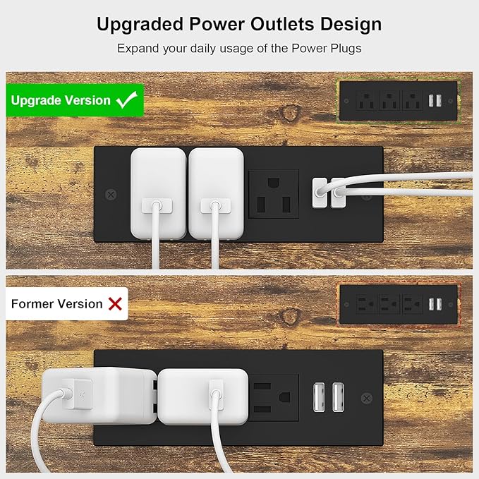 Ecoprsio Entryway Table with Outlets and USB Ports, Console Table with 2 Drawers, Small Sofa Table with Storage Shelves for Living Room, Couch, Hallway, Foyer, Kitchen Counter, 32'', Rustic