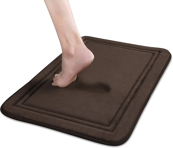 ITSOFT Memory Foam Bath Mat 24x16, Non Slip, Machine Washable, Quick Dry & Absorbent Rugs, Bath Mats for Bathroom Floor, Tub & Shower, Bathroom Rug, Chocolate Brown