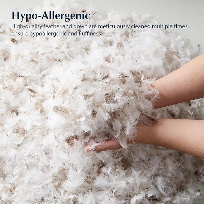 Pacific Coast Bed Pillow, Luxury Hotel Goose Feather and Down Firm Pillow for Sleeping with 100% Cotton Shell, Soft and Supportive