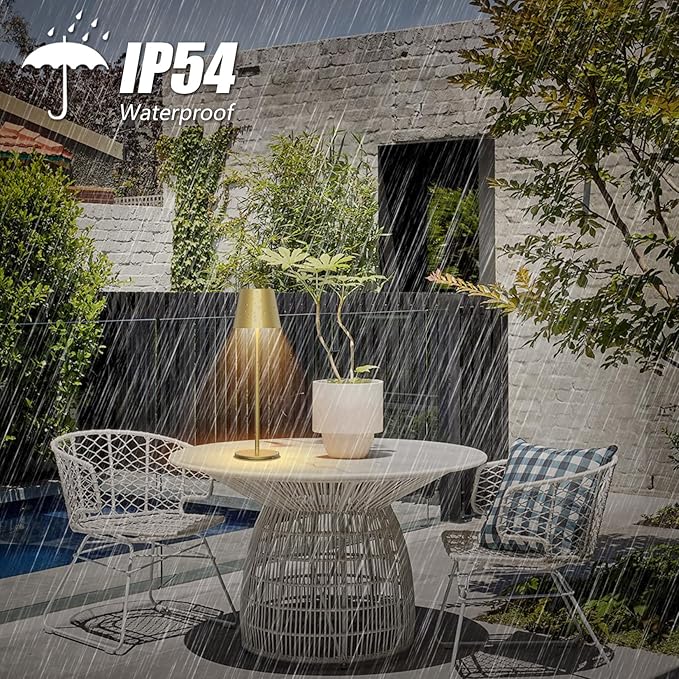 Aipsun 2 Pack Gold Table Lamp LED Modern Rechargeable Portable Table Light 6200mAh Battery Powered Table Lamp 3 Color Temperature Stepless Dimming Cordless Touch Lamps