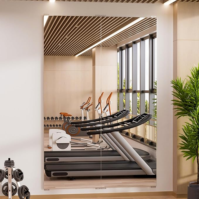 2PCS 71" X 24" Gym Mirror - Full Length Wall Mirror for Gyms, Dance Studios, Home and Yoga - Easy Installation, Ultra Light Shatterproof Nano Miorror Reduces 60% Commercial Insurance Costs, 5LB Each