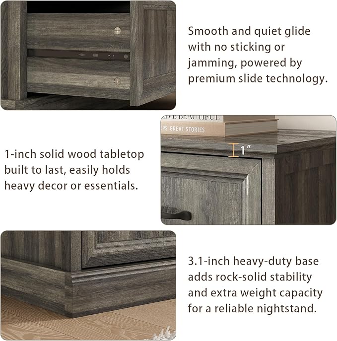 CARPETNAL Farmhouse 9 Drawer Dresser for Bedroom, 55 Inch Wide Modern Grey Dresser TV Stand with Large Drawers & Bar Handles, Rustic Wood Chest of Drawers for Bedroom, Living Room, Hallway, Entryway.