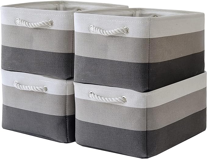 TcaFmac Storage Basket for Organizing - Large 4 Pack 16x12x8 inch Fabric Storage Bins for Shelves, Collapsible Storage Cubes for Closet Cloth Toy Gift Kids (Gradient Gray)