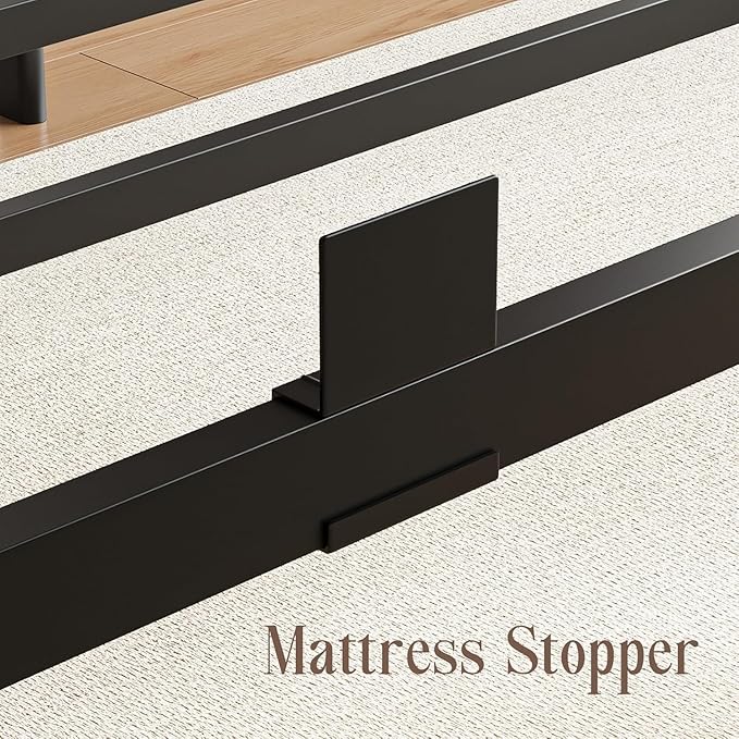 14 Inch Metal Bed Frame Full Size, Heavy Duty Balck Platform Full Size Bed Frame with Round Corner Legs, Mattress Slide Stopper, No Box Spring Needed, Easy Assembly