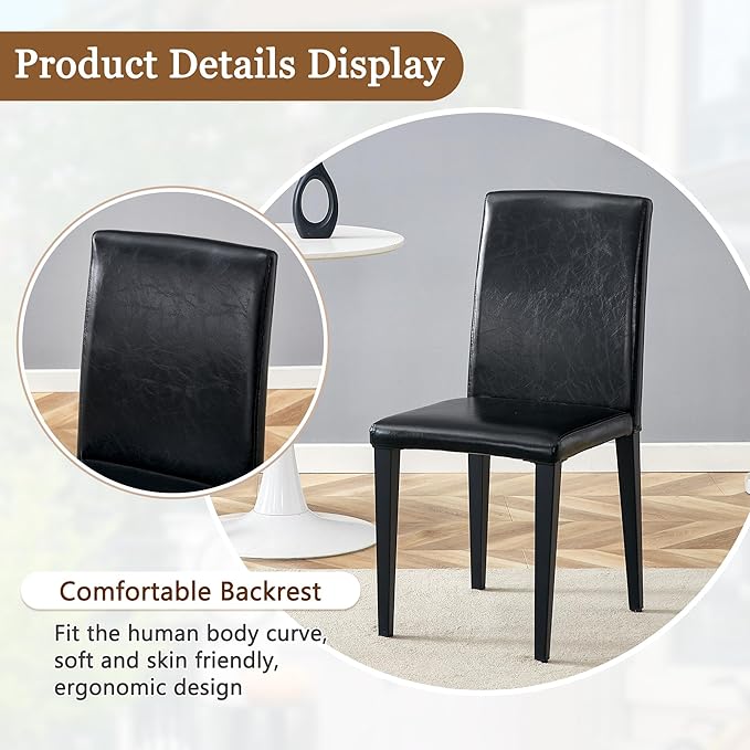 Glass Dining Table Set for 6, 63” Kitchen Table Set for 6, Modern Dining Room Table Set with Upholstered Chairs, Tempered Glass Tabletop with Y Shape Base