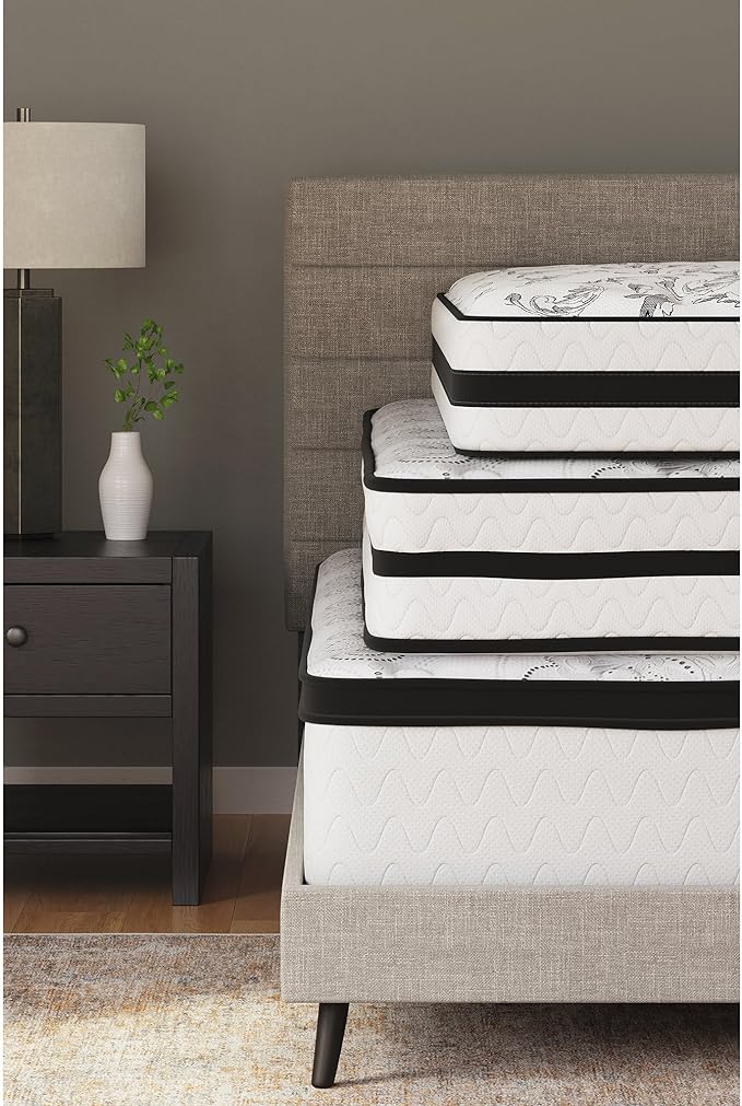 Signature Design by Ashley California King Size Chime 12 Inch Medium Firm Hybrid Mattresswith Cooling Gel Memory Foam for Pressure Relief, Fiberglass Free, Mattress In A Box