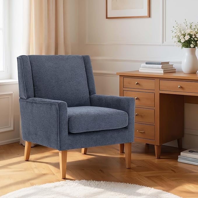 Accent Chairs for Living Room, Mid-Century Wooden Fabric Living Room Chairs, Arm Chair, Side Chairs for Living Room, Bedroom, Reading Nook