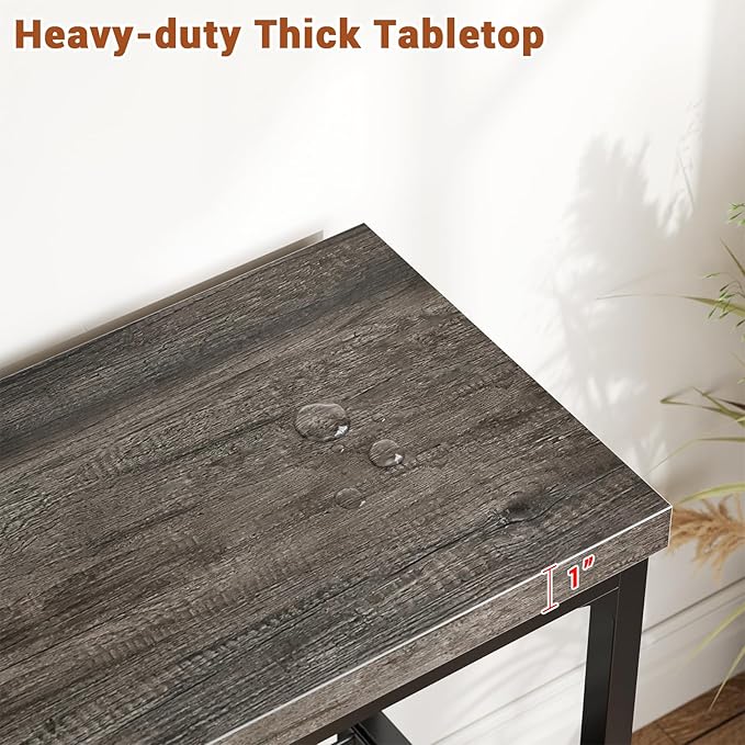 32" Small Console Table, 3-Tier Entryway Table, Sofa Table with Mesh Shelves, Console Tables for Living Room, Bedroom, Hallway, Entryway, Foyer, Grey