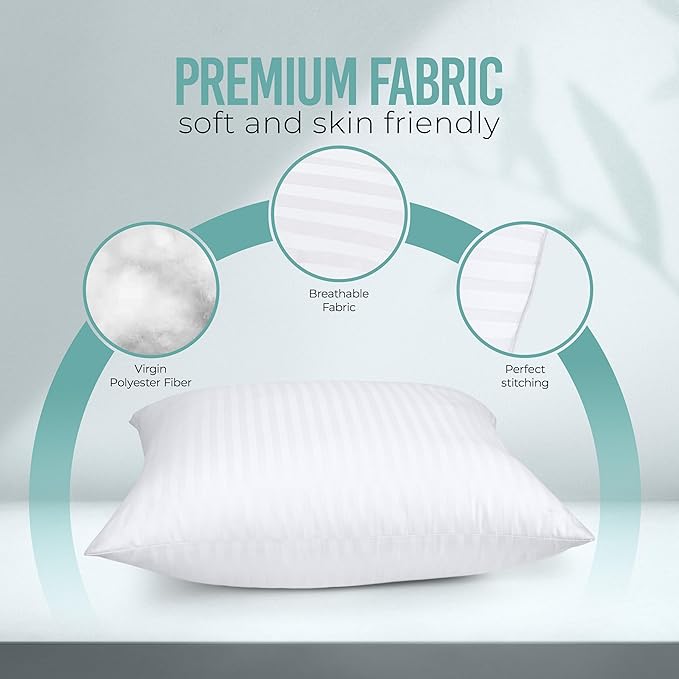 Utopia Bedding Pillows European Size Set of 2 (White), Hotel Pillows, Cooling Pillow for Side, Back or Stomach Sleepers