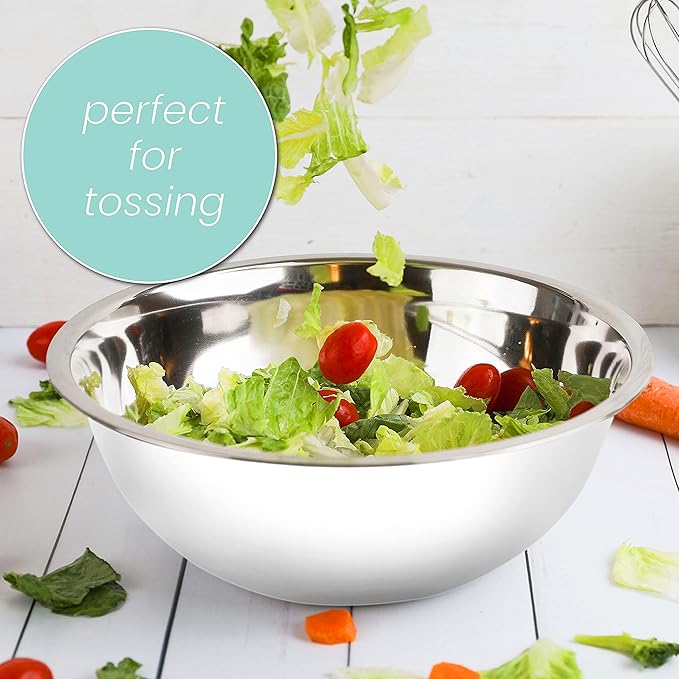 WHYSKO Meal Prep Stainless Steel Mixing Bowls Set, Home, Refrigerator, and Kitchen Food Storage Organizers | Ecofriendly, Reusable, Heavy Duty (White)