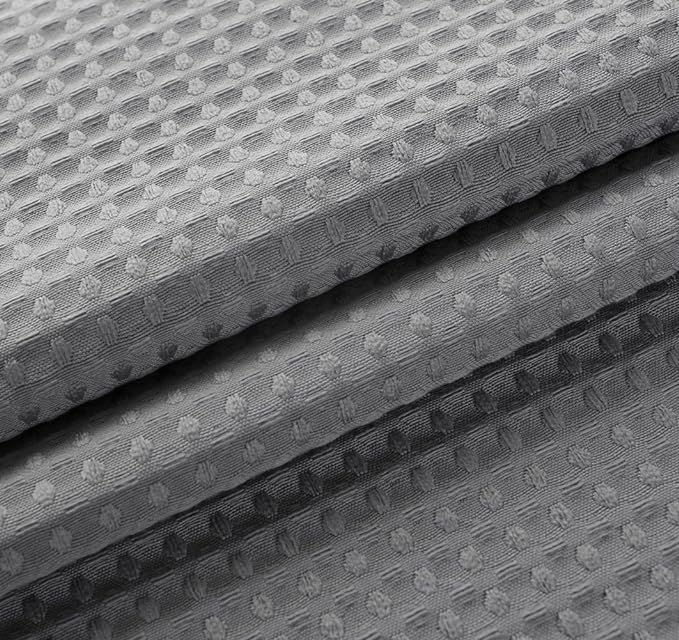 Waffle Weave Fabric Shower Curtain, Spa, Hotel Luxury, Gray Pique Pattern, 71 x 72 Inches Decorative Bathroom Curtain