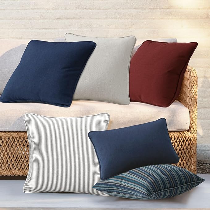Sunbrella Decorative Outdoor Water Repellent Throw Pillows with Inserts, Set of 4, 16" x16" Pillows for Patio, Backyard, Bed, Couch, and Patio Furniture, Specrtum Indigo
