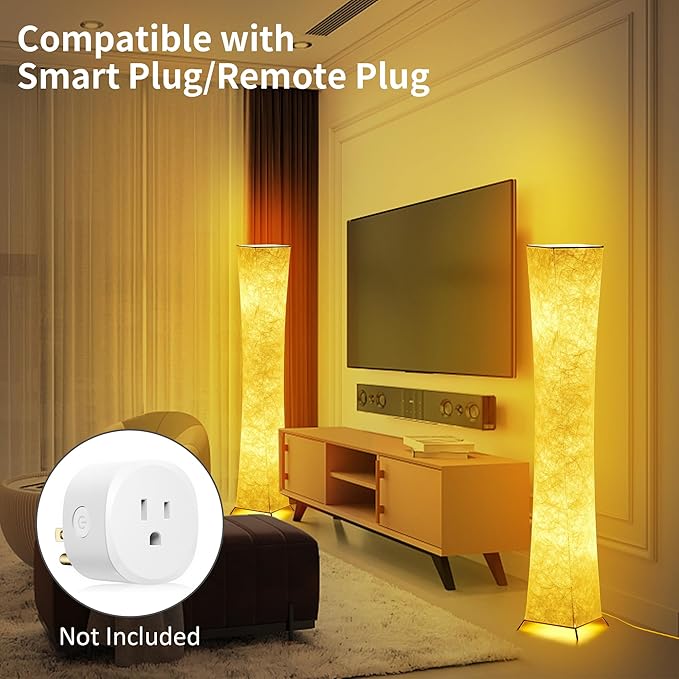 chiphy Floor Lamp, Dimmable 52" (S) Tall Standing Lamp, 3 Levels Adjustable Brightness 12Wx2 LED Bulbs, Column Floor Lamps, White Fabric Shade, Home Decor for Living Room, Bedroom, Kids Room