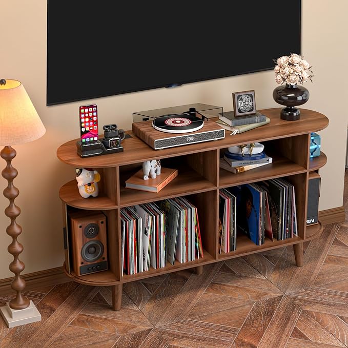 TV Stand for 55/65 Inch TV，Television Stand with Charging Station & USB Ports,Entertainment Center Large Long for Living Room (Walnut)