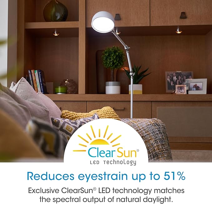 OttLite Revive LED Floor Lamp with ClearSun LED Technology - Touch-Sensitive Control, 3 Brightness Mode, Reduces Eyestrain - Great for Office, Home, Dorm, Bedroom, College, Living Room