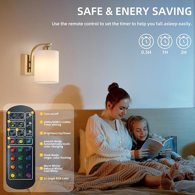 Battery Operated Wall Sconce Set of 2,Gold Rechargeable Wall Lights with Remote Control,15 Colours Wireless Wall Sconce with 3000mAh Dimmable Detachable Bulb for Bedroom, Living Room and Hallway