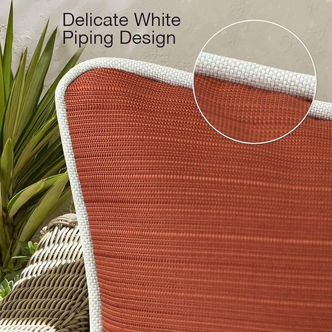 Decorative Outdoor Water Repellent Throw Pillows with Inserts, Set of 4, 20" x12" Pillows for Patio, Backyard, Bed, Couch, and Patio Furniture, Tangerine