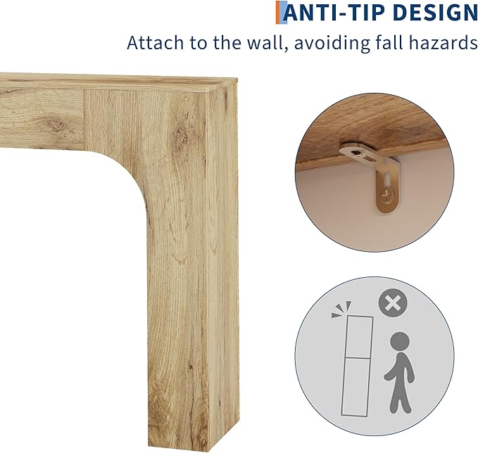 GarveeHome 47 Inch Farmhouse Console Table, Narrow Wood Entryway Table Behind Couch, Slim Rustic Hallway Furniture for Living Rooms, Foyers & Apartments, Oak