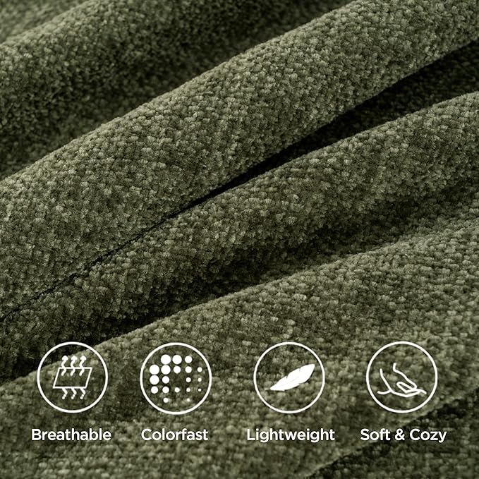 BATTILO HOME Olive Green Throw Blanket for Couch Bed Sofa, Soft Cozy Chenille Throw Blanket with Fringe Tassels, Lightweight Knit Throw Blanket for Home Decor, 50"x60"