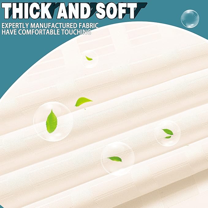 Extra Long No Hook Shower Curtain with Snap in Liner Set, Hotel Luxury Beige Shower Curtains for Bathroom with See Through Top Window, Waterproof, Washable 71W x 84H