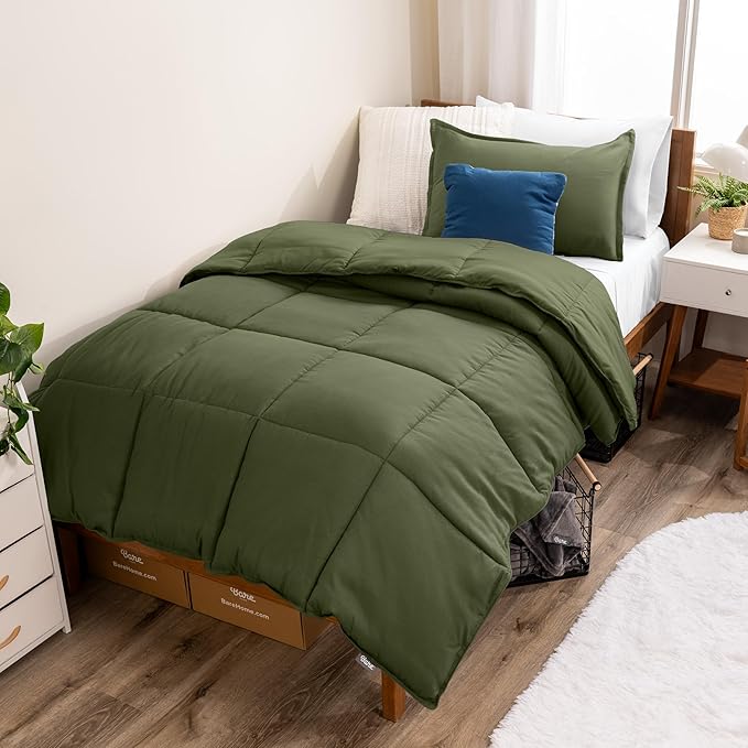 Bare Home Comforter Set - Ultra-Soft - Goose Down Alternative - Premium 1800 Series - All Season Warmth (Twin/Twin XL, Cypress Green)