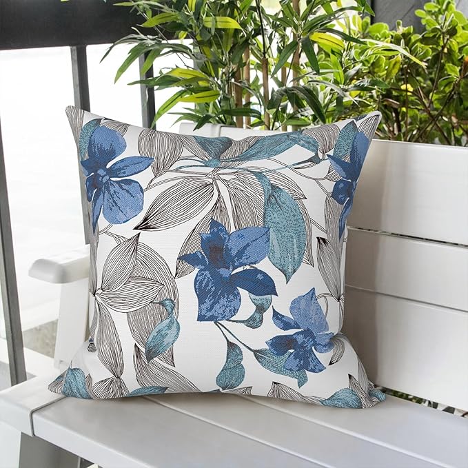 LVTXIII Outdoor Throw Pillow Covers 20 x 20 Inch, Covers ONLY Modern Cute Pattern Decorative Square Toss Pillow Case Pack of 2 for Home Patio Garden Sofa Bed Furniture, Clemens Noir Blue